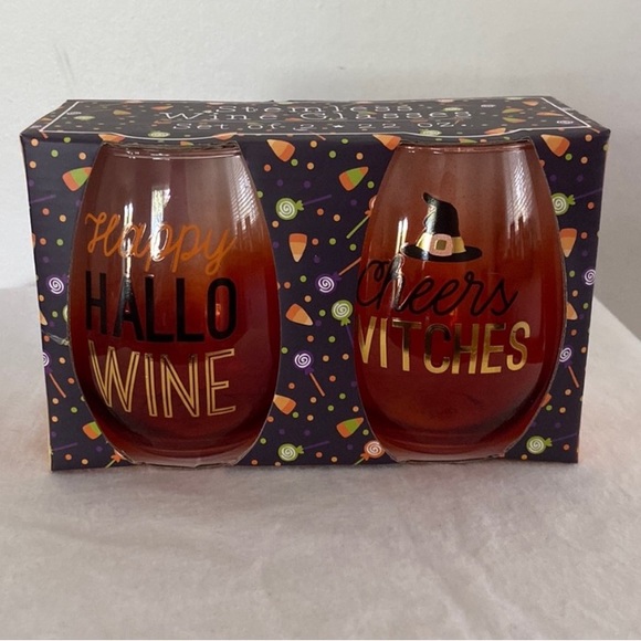 Set of Two Halloween Stemless Wine Glasses - Picture 4 of 5